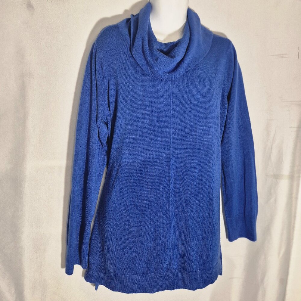 ROZ & ALI Blue Cowell Neck Long sweater in size 3XL